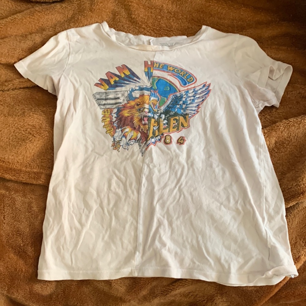 split in half band t-shirt cropped